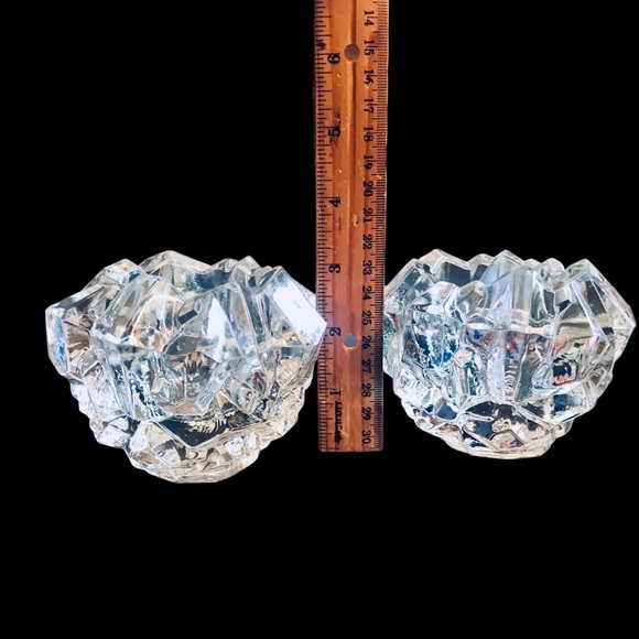 2 Goebel Crystal Meteor Charlottenhutte Votive Candleholders 4” Cubist Glamour - Picture 13 of 14